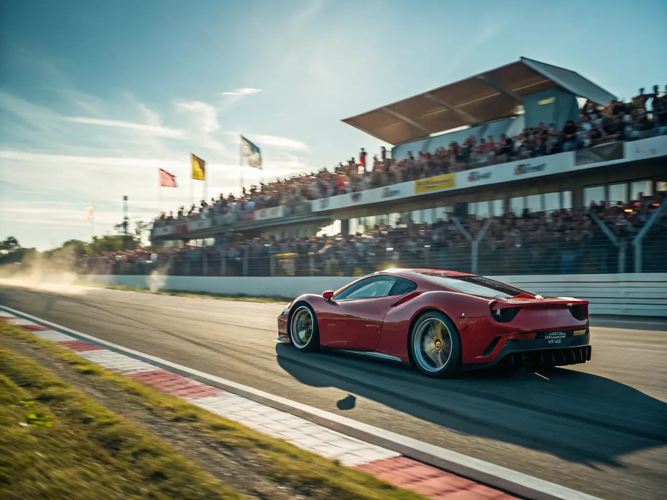 An action shot of a radio-controlled car race, highlighting the speed, precision, and technical skill involved. The image should convey the thrill and excitement of competitive racing.